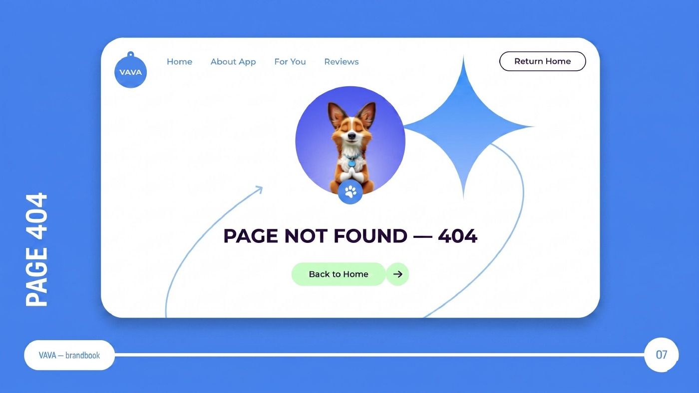 The 404 page with the character