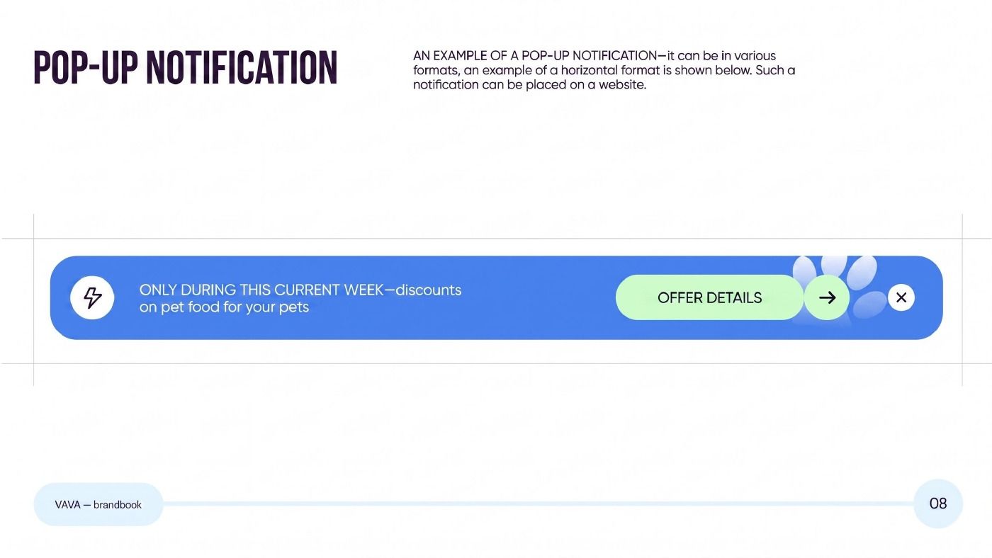 Pop-up notification about discounts on pet food