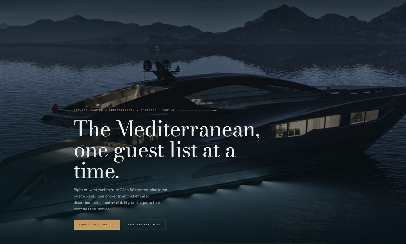 YachtJet | Private Yacht Charter — project screen